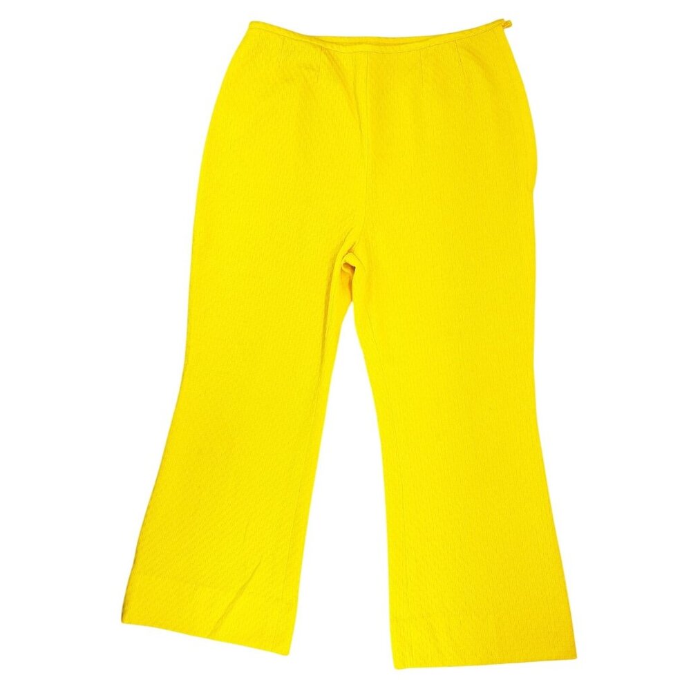 Vintage Handmade Yellow Polyester Texture Wide-Leg Crop Pant Side Zipper Size 29 - Picture 2 of 7